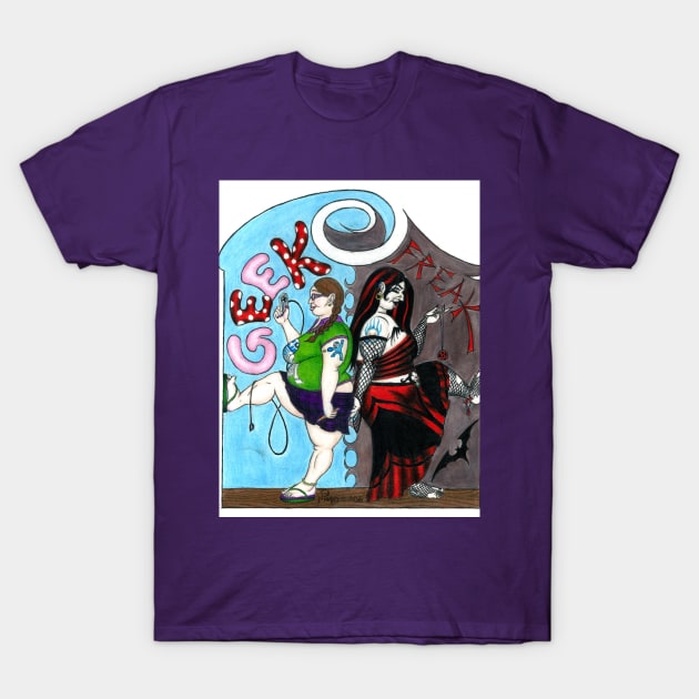 The Geek and the Freak (BBW) T-Shirt by limegreensquid